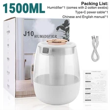 Humidifiers for Bedroom Large Room, Ultrasonic Cool Mist Humidifier 1.5LTop Fill