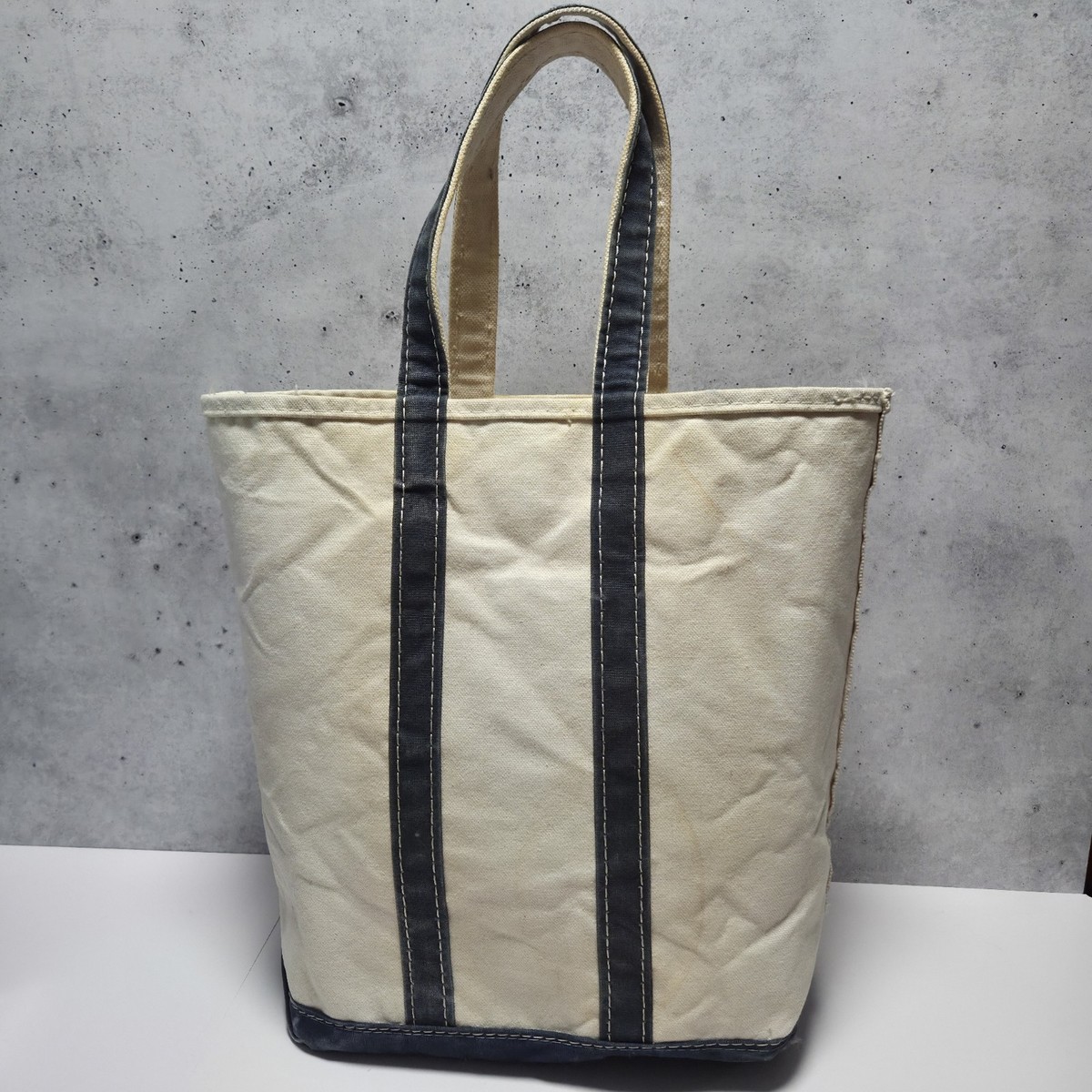 Vtg 80s LL Bean Deluxe Boat And Tote Canvas Bag Tall Blue