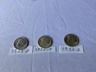 1952 P, 1952 D &1953 P Roosevelt Dimes UNC