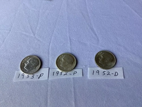1952 P, 1952 D &1953 P Roosevelt Dimes UNC