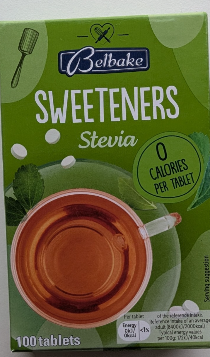 100 Stevia Sweetener Tablets Zero Calories Diet Belbake Sugar Alternative Lidl