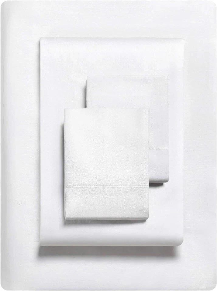 Vera Wang - Juego de Sábanas King, Ropa de Cama de Algodón Satén de Lujo, 800 King, Blanco Foto 3 de 4