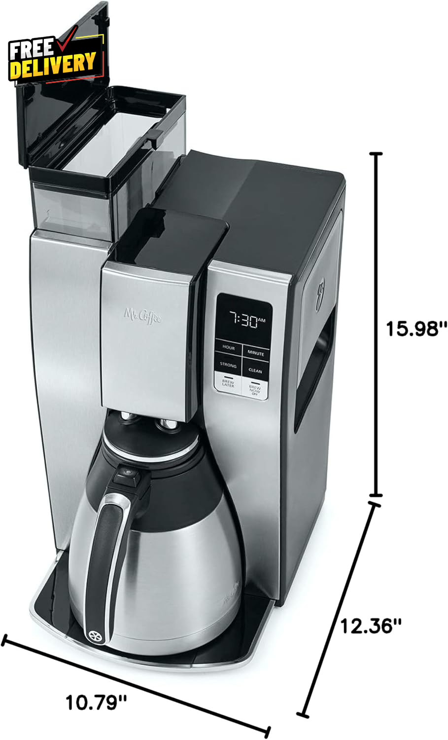 10Cup Programmable Coffee Maker Insulated Thermal Carafe Brew Strength Selection