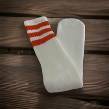 VTG Mens Socks Sport Tube Stripe Acrylic Orlon Orange Size 80s 19  USA Made