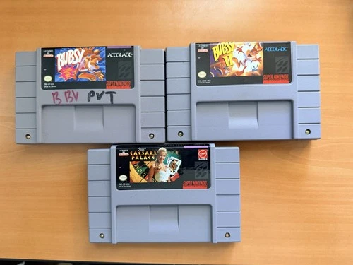 Bubsy + Bubsy II + Super Caesars Palace (SNES) Authentic Cartridges • Tested • W