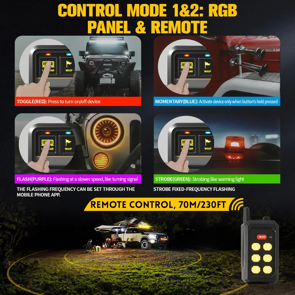 6 Gang RGB LED Switch Panel Toggle/ Momentary/ Pulsed  Mode For Jeep Ford chevy - Image 2 of 4