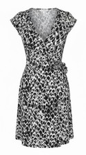 Ann Taylor Black and White Print Short Sleeve Wrap Dress Size XS
