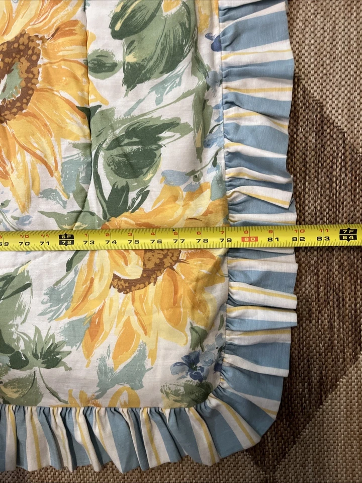 Красивый винтажный желтый, синий и белый подсолнух, Twin одеяло комплект оборки  - Изображение 4 из 4