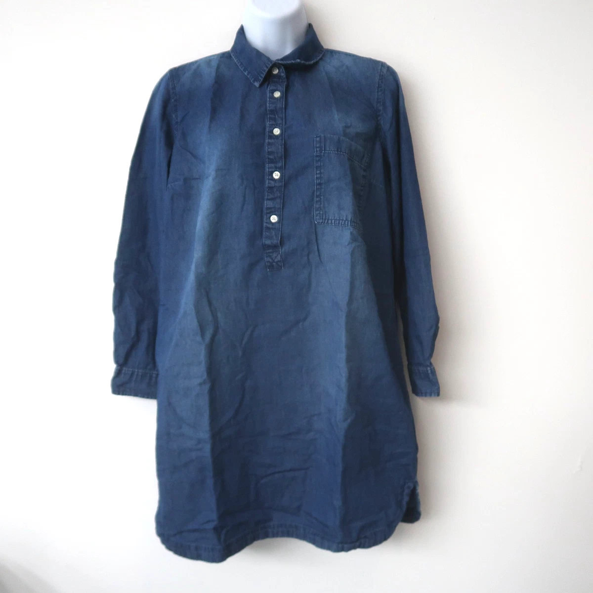 royal blue dress fashion nova Old Navy Blue Knee Length Button Front Pocket Long Sleeve Shirt Dress – Brie main image 0