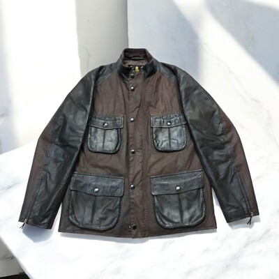 Barbour Utility Leather Wax Jacket L Rustic Brown Military Barbour Utility Leather Wax Jacket L Rustic Brown Military