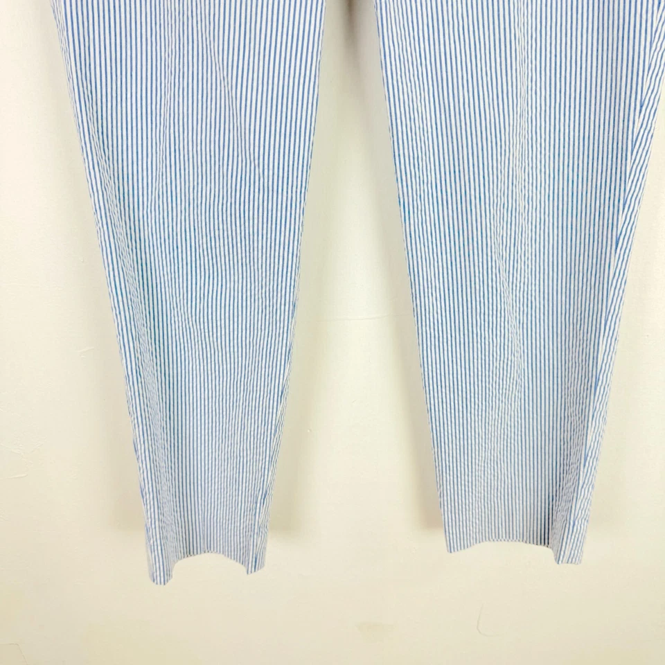 J. Pantalón Skimmer Crew Factory Seersucker Rayas Trabajo Azul Blanco Talla 6 Usado en Excelente Condición Foto 3 de 4