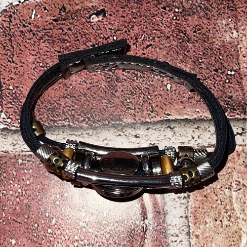 Single Letter Black Charm Bracelet Black Multilayer Leather Fashion Jewelry Boho - Picture 13 of 23