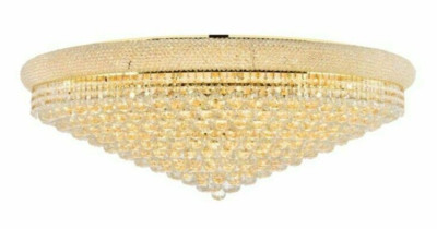 Flush Mount Crystal Chandelier Large Gold Foyer Ceiling 30 Light Fixture 42 inch