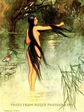 Woman Standing in Pond 8.5x11" Photo Print Warwick Goble Illustration Fine Art