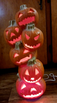 Trendmasters Blow Mold Pumpkin Stacked Jack O Lantern Tower Vintage ...