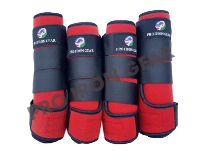 PRO IRON GEAR HORSE MEDICINE BRUSHING SUPPORT RED BOOTS EQUESTRIAN 6 COLOR