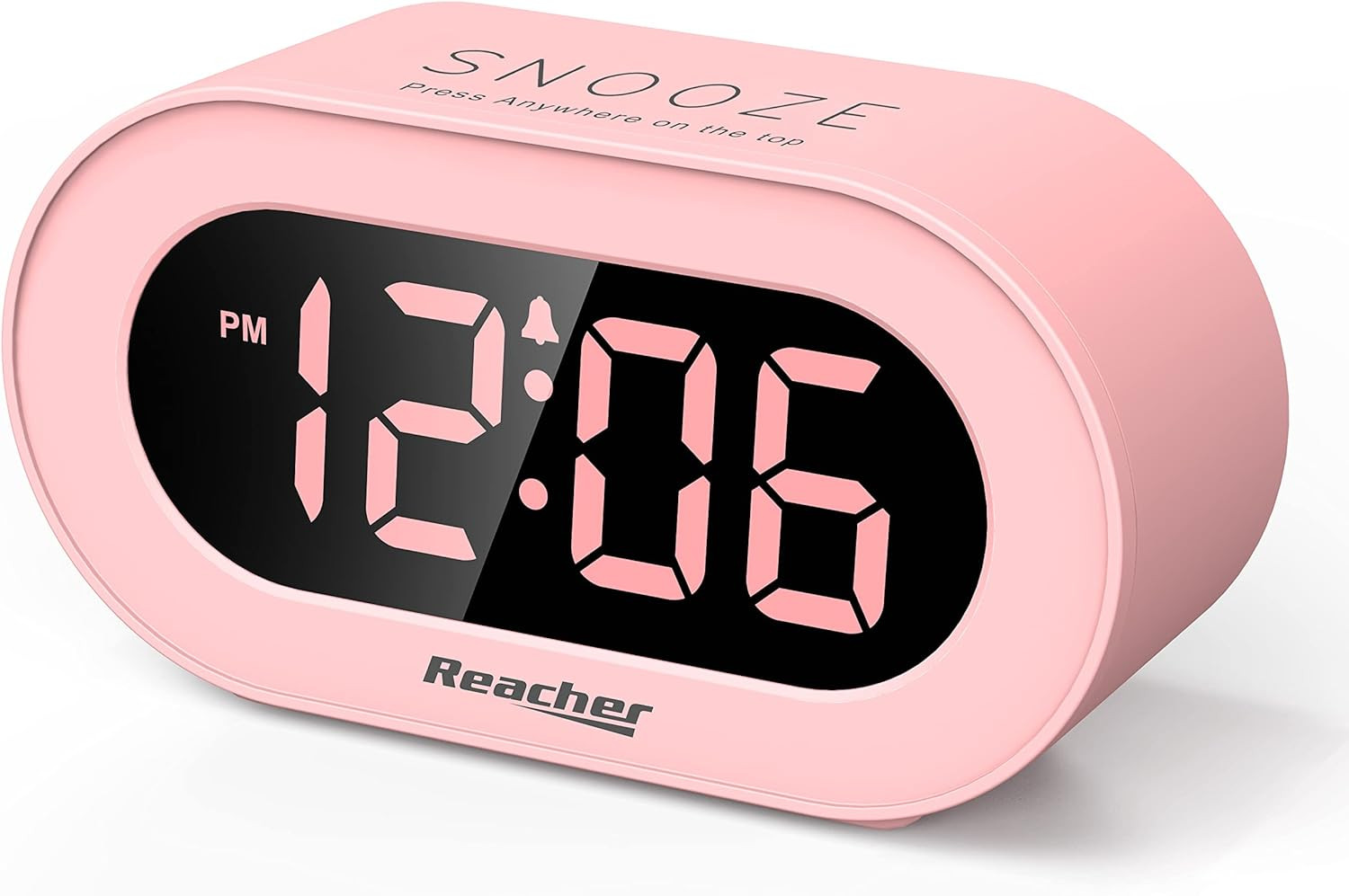 Pink Girls Alarm Clock for Kids Bedroom, Dimmable LED Digital Display, Outlet Po