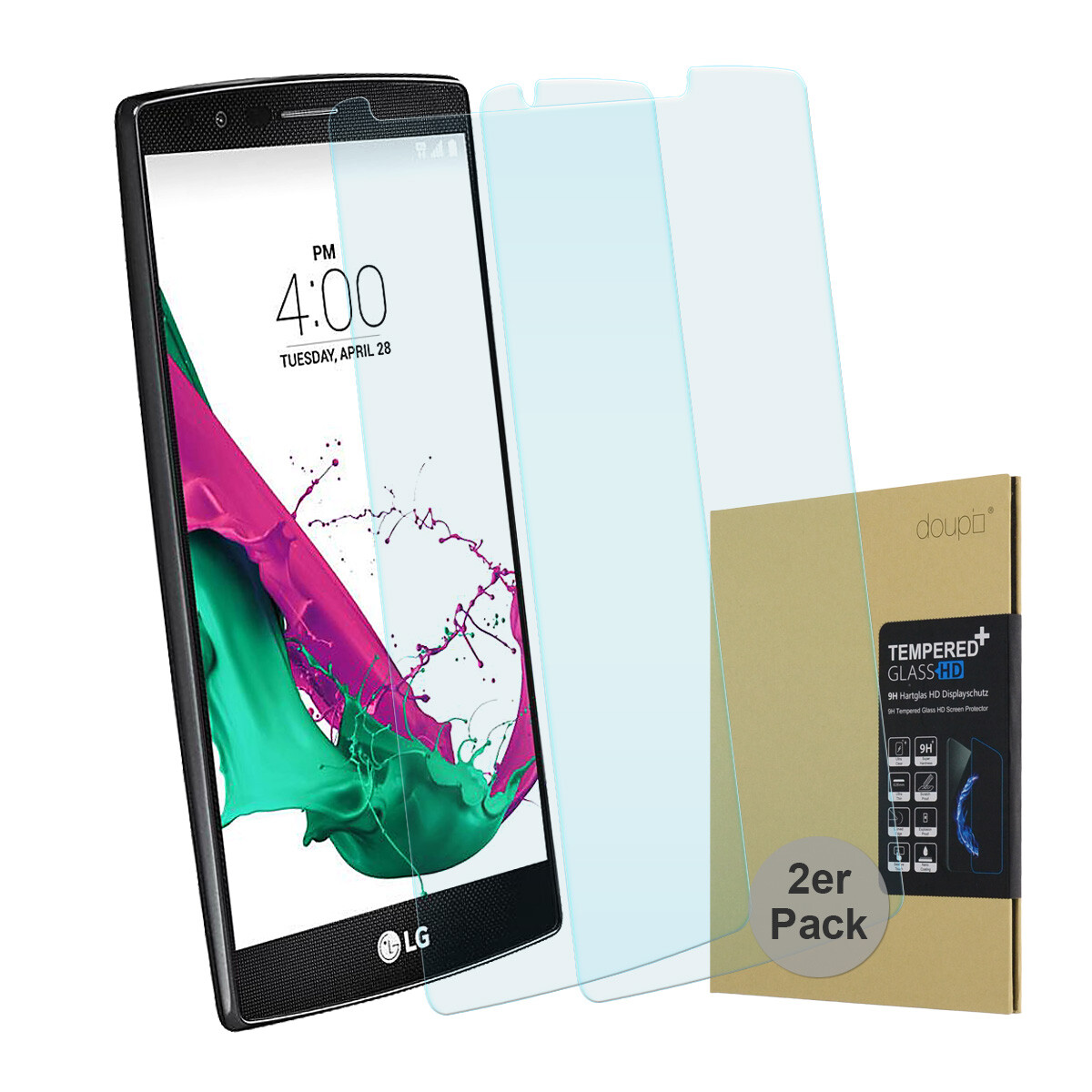 Pellicola In Vetro Temperato Doupi 9H Per LG G4 | HD Retina Trasparente | Anti-graffio E Anti-impronta | Kit Di Montaggio Incluso