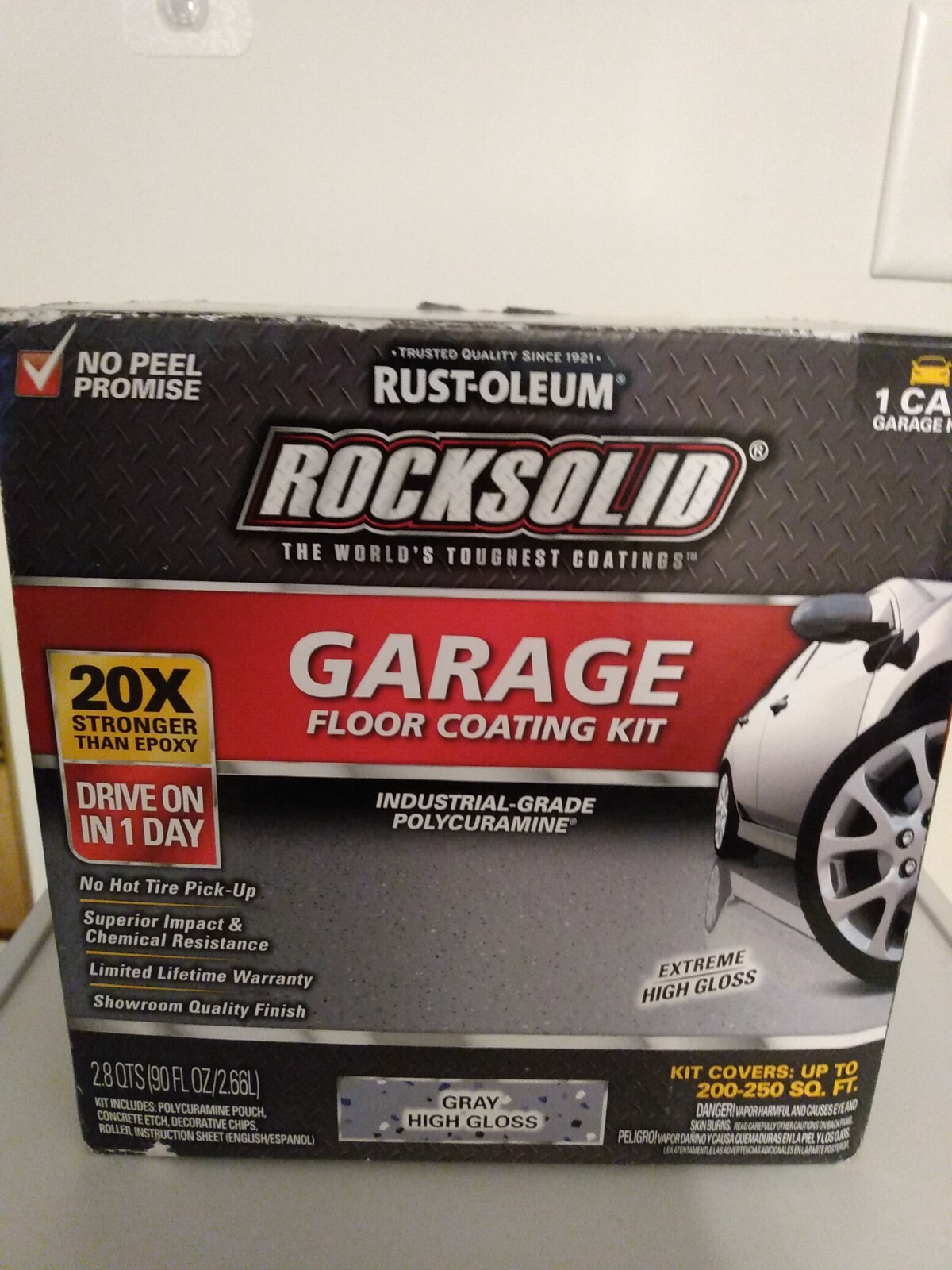 RockSolid Garage Floor Coating (Gray High Gloss) 1 Car Garage w