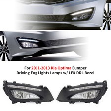 For 2011-2013 Kia Optima Bumper Driving Fog Lights Lamps W Led Drl Bezel Lhrh For 2011-2013 Kia Optima Bumper Driving Fog Lights Lamps W Led Drl Bezel Lhrh