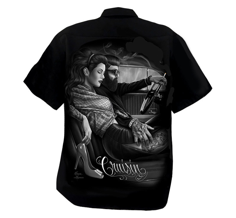 DGA David Gonzalez Art Fresh Cut Cruisin Rockabilly Punk Button