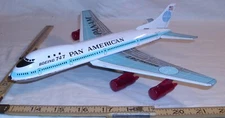 BOEING PAN AMERICAN 747 4 ENGINE JET AIRPLANE TIN FRICTION TOY 1960s JAPAN