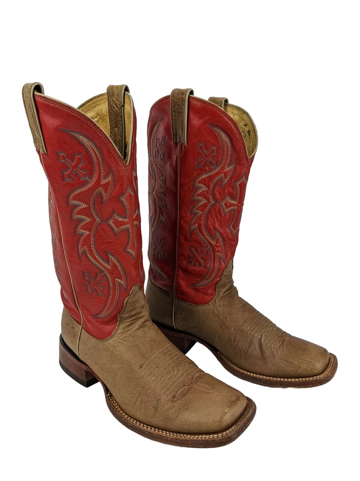 Botas de cowgirl ocidentais femininas Nocona LD8906 penas lisas e completas avestruz tamanho 9B - Imagem 2 de 4