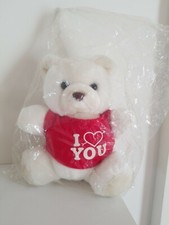 NEW Vintage 1986 White "I Love You" Teddy Bear Plush , SEALED, Collector's Item