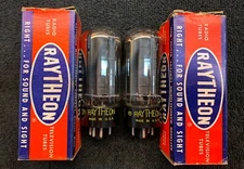 2 NOS NIB Matched Raytheon 5U4GA Rectifier Tubes USA 1950's