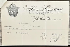 1911 Allen Company Manufacturers Dealers Mens Clothing Boys Clothing PORTLAND ME
