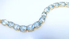 Gorgeous Sterling Vermeil Blue Topaz Tennis Bracelet Signed FAS