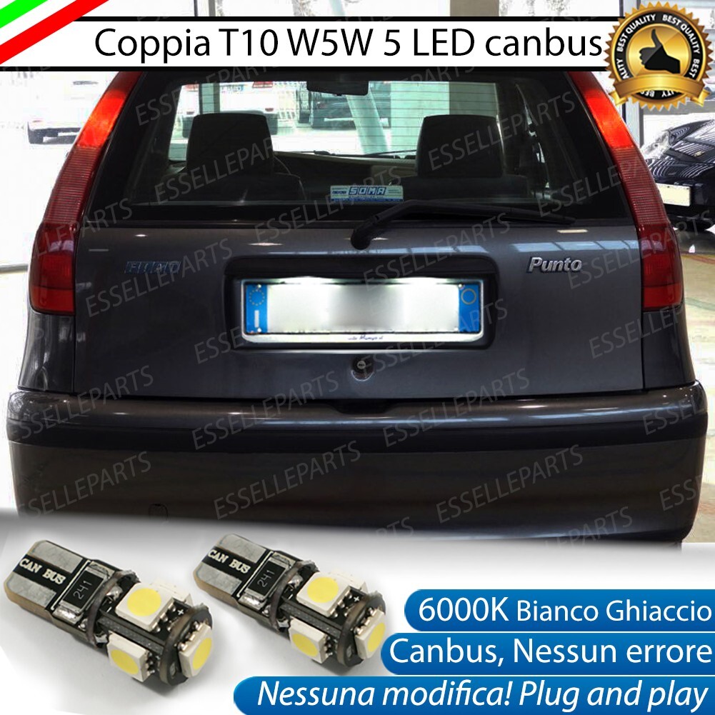 COPPIA LUCI TARGA 5 LED FIAT PUNTO EVO T10 W5W CANBUS - Foto 3