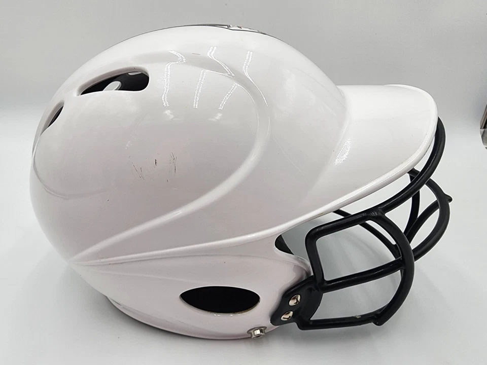 VALE LA PENA Casco de Bateo Juvenil Tóxico Bajo Perfil con Protector de Alambre Blanco Foto 4 de 4