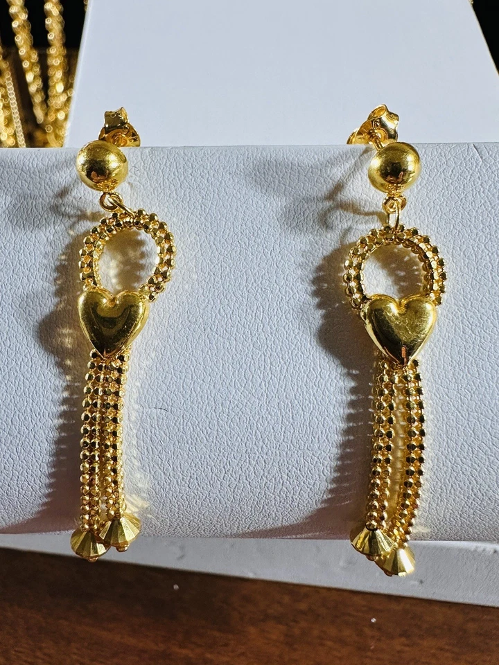 Pendiente de cuentas de bolas colgantes de oro fino real 22K 916 para mujer 5,1 g Foto 4 de 4