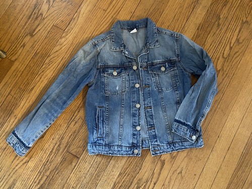 Zara Boy's Distresed Denim Jacket Jean Blue Size 11-12 EUC