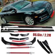Front Bumper Lip Splitter Spoiler Side Skirt Body Kit Glossy For Audi A3 A4 S3
