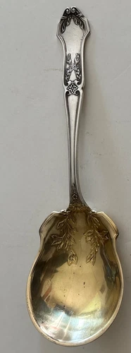 Antique 1909 International La Rochelle  9” Serving Salad Spoon Gold Wash NO MONO