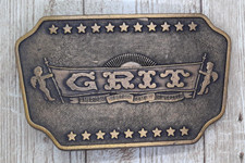 GRIT America's Greatest Family Newspaper Bronze Belt Buckle