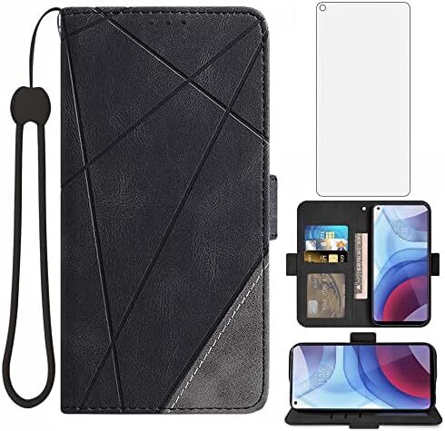 Compatible with Moto G Power 2021 Wallet Case and Tempered Glass Screen Protecto