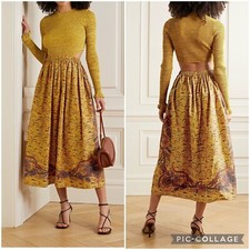 Ulla Johnson Marcellina Mustard Yellow Ribbed Cutout Tribal Dress Sz 4 NWT $825