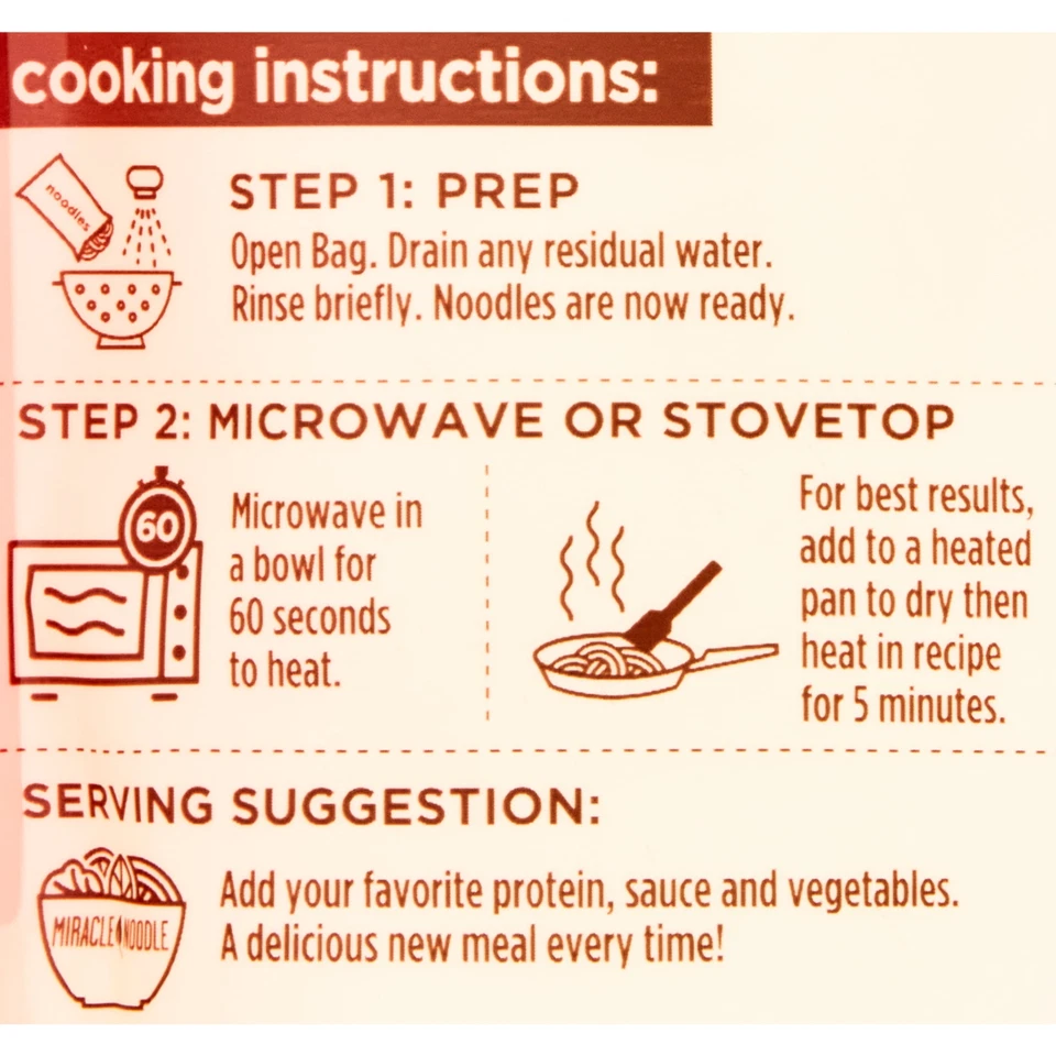 (3 pack) Miracle Noodle Fettuccine Style Noodles Certified Vegan - Image 3 of 4