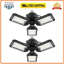 80W LED Garage Lights Deformable Ceiling Shop Light 8000LM 6500K 2 Pack E26 E27