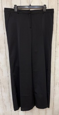 Prague Womens Dress Pants Size 12 Black Wide Leg Cropped Stretch Career