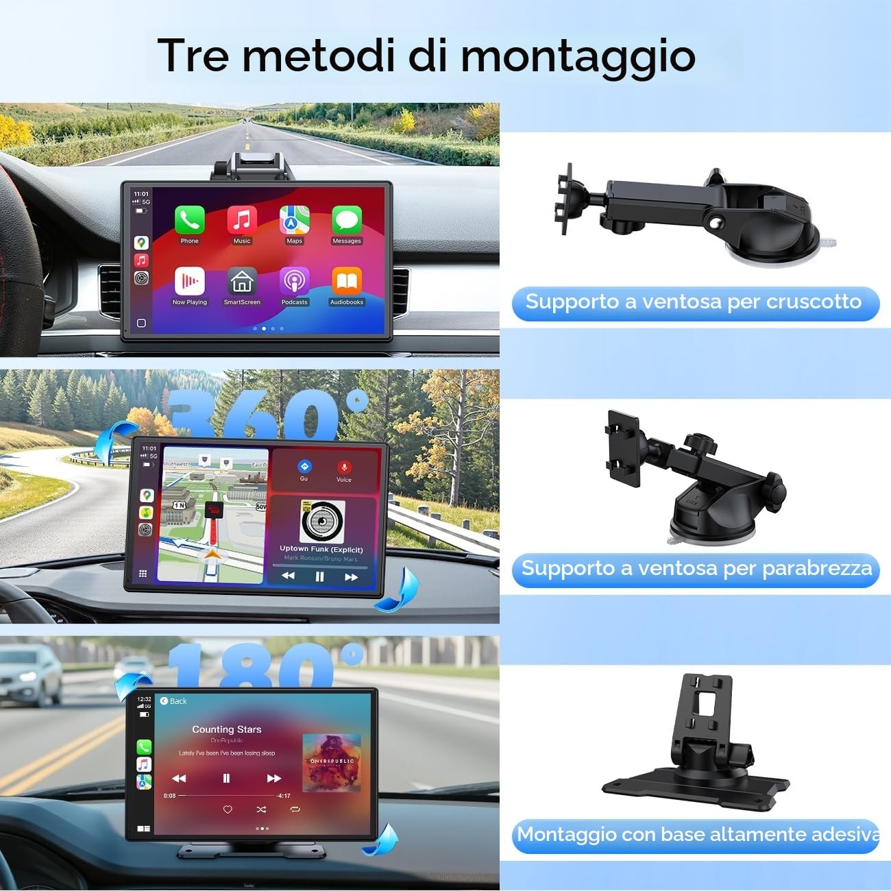 CarPlay Wireless Schermo per Auto Portatile CarPlay e Android Auto 9 Pollici - Miniatura 16