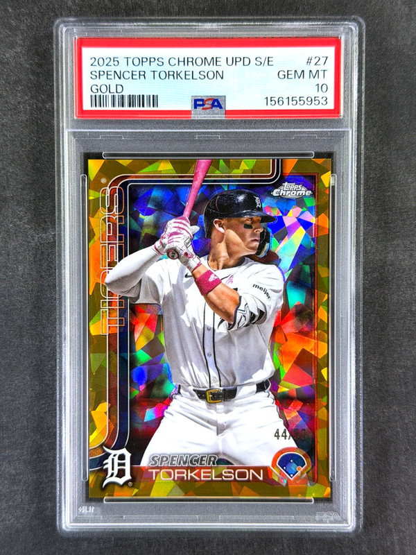 2025 Topps Chrome Sapphire #27 Spencer Torkelson Gold Refractor /50 PSA 10 Gem
