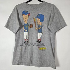 Vintage 90s Stanley Desantis Beavis Butthead Baseball Mens Medium Gray T Shirt