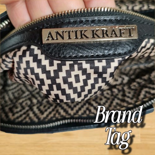 Antik Kraft Große schwarze Moto Bag-Geldbörse aus Veganem Leder mit Doppelriemen - Picture 9 of 12