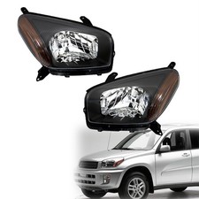 Headlights Assembly for 2001-2003 RAV 4 Driver Passenger Side Black TO2502143