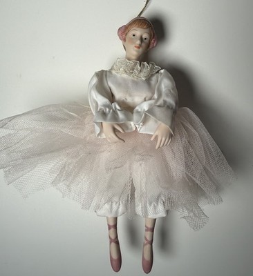 Vintage Muse Bisque Ballerina Figurine Ornament Tulle Tutu Earmuff Winter