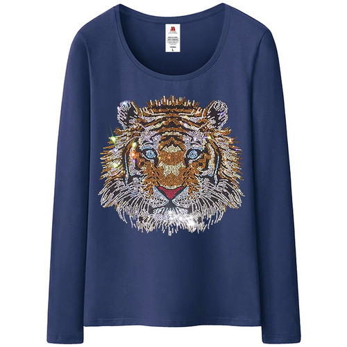 New Arrrivel Tiger Tshirt Lady Luxury Design of Diamonds Cotton T shirt Women's - Picture 39 of 44